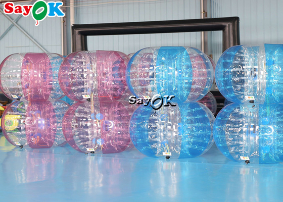 Stoßball aufblasbarer Karnevals-Spiel-Erwachsener TPU PVC-Körper Zorb stellte transparenten blauen rosa aufblasbaren Blasen-Fußball ein