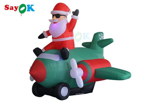 Weihnachten Santa Claus Flying Airplane Blowing des Oxford-Stoff-aufblasbares alten Mann-LED