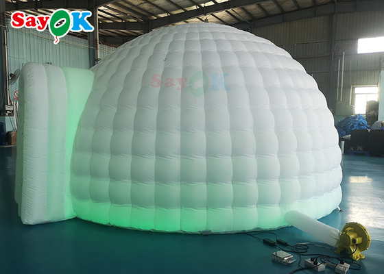 6 x 5 x 3,2 m großes, reinweißes, aufblasbares Kuppelzelt mit LED-Leuchten