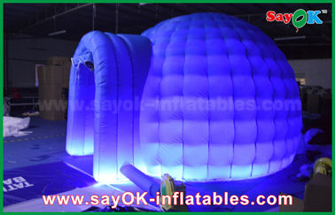 Aufblasbares Luft-Zelt Luft-aufblasbares Zelt-blaues Oxfords, das rundes Hauben-Zelt mit 4m DIA For Event beleuchtet