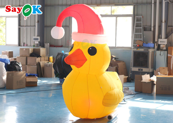 Gelbes 2m aufblasbares Weihnachten Duck With Hat Courtyard Decoration