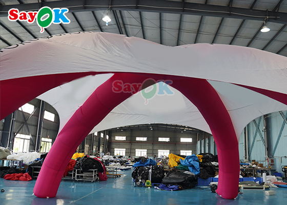 Von der Veranstaltung gesponsertes aufblasbares Spinnenzelt in X-Form, Werbe-Promo-Zelt, weiß und rosa
