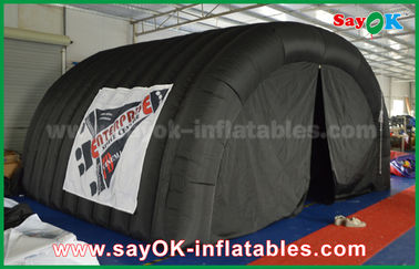 Tunnel-aufblasbares Campingzelt des Luft-aufblasbarer Zelt-Schwarz-210D Oxford mit Logo Print Total Dark