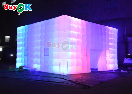 Kundengebundener Luft-Würfel-Zelt-aufblasbarer Nachtklub-Hochzeits-Passfotoautomat mit buntem LED-Licht