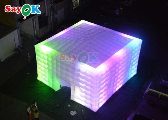 Kundengebundener Luft-Würfel-Zelt-aufblasbarer Nachtklub-Hochzeits-Passfotoautomat mit buntem LED-Licht