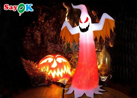 LED-Dekorations-aufblasbarer Geist Halloween weiß mit roten Augen