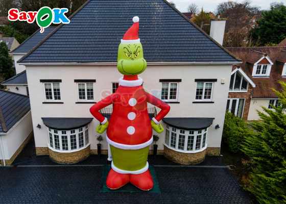 30ft Grinch Aufblasbare Zeichentrickfiguren Grünes Monster Weihnachtshut Haushalt Aufblasbare Stehende Dekoration