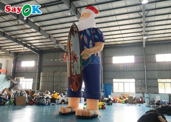 Hawaiisches Weihnachtsdekorationsmodell aufblasbarer Weihnachtsmann am Strand Größe 7,6m