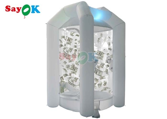 Weiße 210d Nylon Stoff aufblasbare Geldmaschine Würfel Bargeld Greifen Fangen Booth