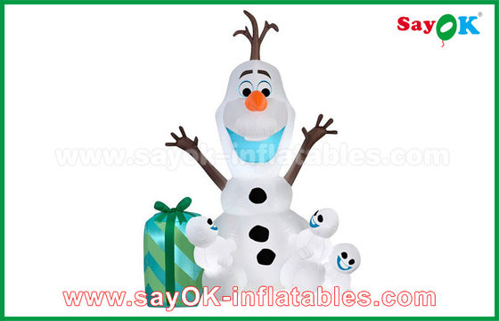 Aufblasbarer Weihnachtsschneemann 210D Oxford Stoff Aufblasbare Cartoonfiguren Beliebter Weißer Schneemann / Olaf