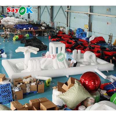 Customized Modisches Mini Weißes Splash Pad Wasserpark Aufblasbare Hindernisbahn Spielplatz Schloss Rutsche Combo
