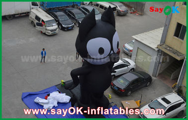 Aufblasbare Werbefiguren 6mH Oxford Stoff Schwarz Aufblasbare Cartoonfiguren, Aufblasbare Katze