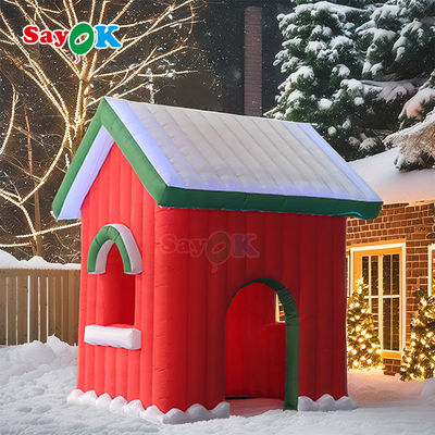 Portable Oxford Stoff LED Licht aufblasbares Weihnachtshaus Weihnachtsmann Zelt