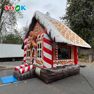 Kostenloses 3D-Design 0,55mm PVC-Platten Weihnachts aufblasbare Sprungburg Lebkuchen Sprunghaus mit Blaser