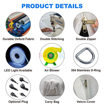 Maßgeschneiderte weiße LED-Lichttelte Camping Party Event Aufblaszelt zum Mieten