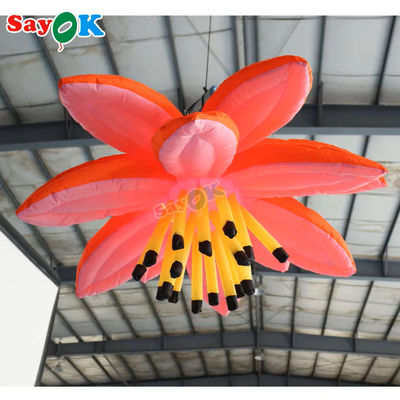 Customized Purple Giant Hanging Lotus Flower Aufblasbare LED-Lichtblumen für Veranstaltungsdekoration Werbung