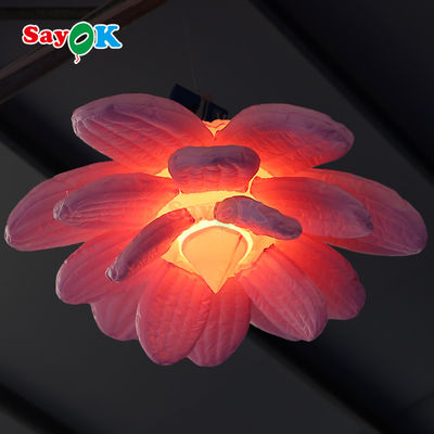 Customized Purple Giant Hanging Lotus Flower Aufblasbare LED-Lichtblumen für Veranstaltungsdekoration Werbung
