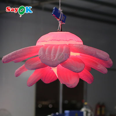 Customized Purple Giant Hanging Lotus Flower Aufblasbare LED-Lichtblumen für Veranstaltungsdekoration Werbung