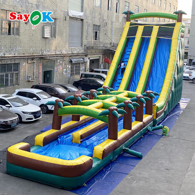 Commercial Grade aufblasbares Wasser Doppelslide Palmenbaum Wasserrutsche aufblasbar für Kinder und Erwachsene