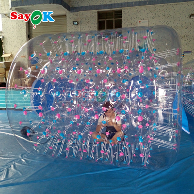 Sayok Aufblasbare schwimmende Walze Aqua Zorbing Ball Transparent PVC Zylinder Menschliche Wasserblasenkugel für das Wasserspiel