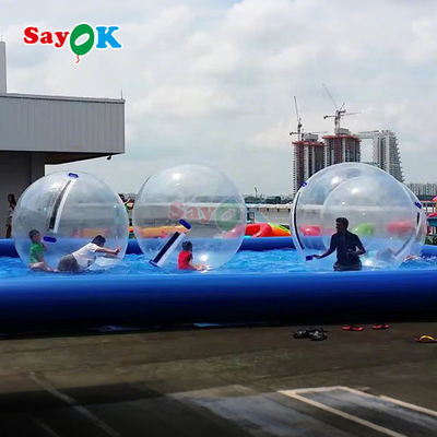 Sayok Aufblasbare schwimmende Walze Aqua Zorbing Ball Transparent PVC Zylinder Menschliche Wasserblasenkugel für das Wasserspiel