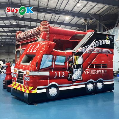 Feuerwehrstation Themen aufblasbare Sprung-Combo aufblasbare Feuerwehrwagen Boucy Castle Rutsche für Kinder