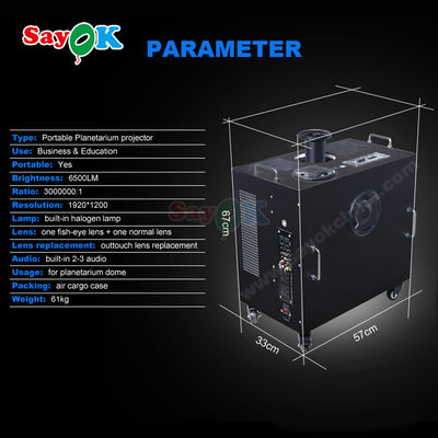Sayok 6500LM Portable Inflatable Planetarium mit 1-Jahres-Garantie und 4 Rädern für HD-Fulldome-Projektion