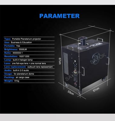 360-Grad-Fulldome-Portable Planetarium-Projektor mit 5500LM-Helligkeit und 4-Rad-Mobilität