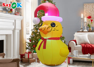Werbung Aufblasbare LED Weihnachtsgelbe Ente mit Red Hat SGS Aufblasbare Zeichentrickfiguren