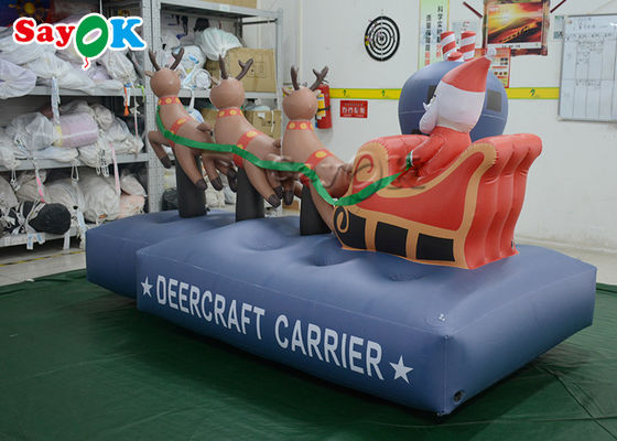 2.5m 7.5ft aufblasbares Feiertags-Dekorations-Weihnachten Santa Claus Three Reindeer Pull Carts
