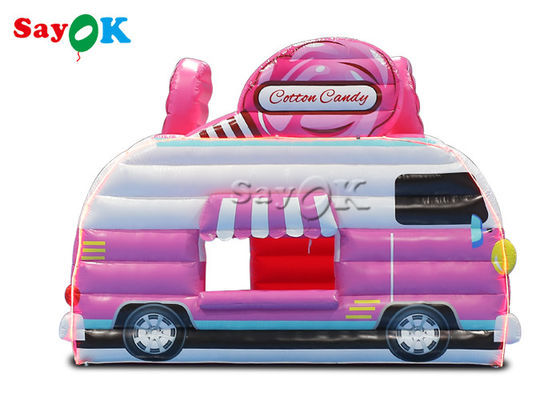 Aufblasbares rosa Auto des Arbeits-Zelt-4.5x3x3.8m formen aufblasbaren Luft-Zelt-Süßigkeits-Nahrungsmittelglasschlacken-Stand für im Freien