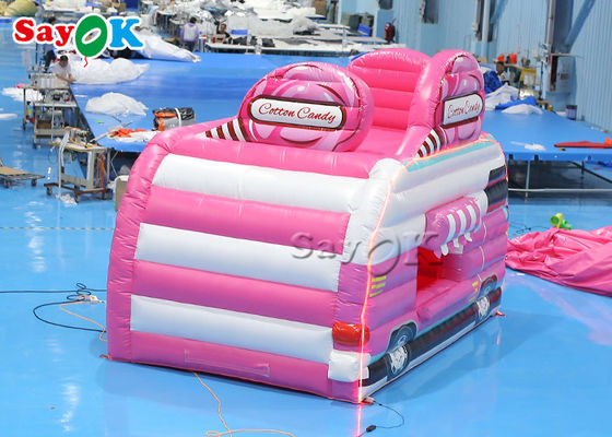 Aufblasbares rosa Auto des Arbeits-Zelt-4.5x3x3.8m formen aufblasbaren Luft-Zelt-Süßigkeits-Nahrungsmittelglasschlacken-Stand für im Freien