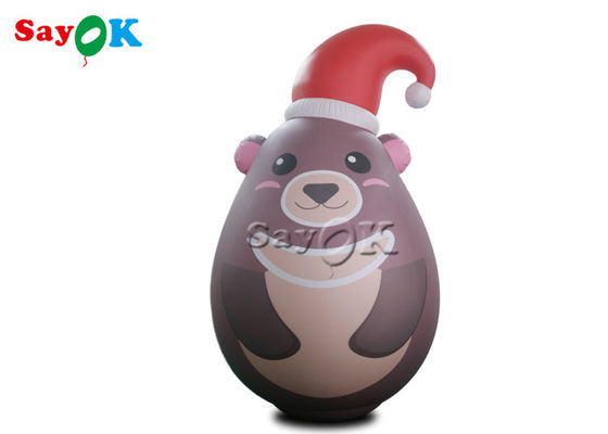 Kundenspezifisches tragbares PVC versiegelte Gray Inflatable Teddy Bear With-Weihnachtshut-Werbung
