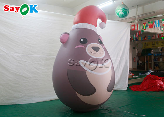 Kundenspezifisches tragbares PVC versiegelte Gray Inflatable Teddy Bear With-Weihnachtshut-Werbung