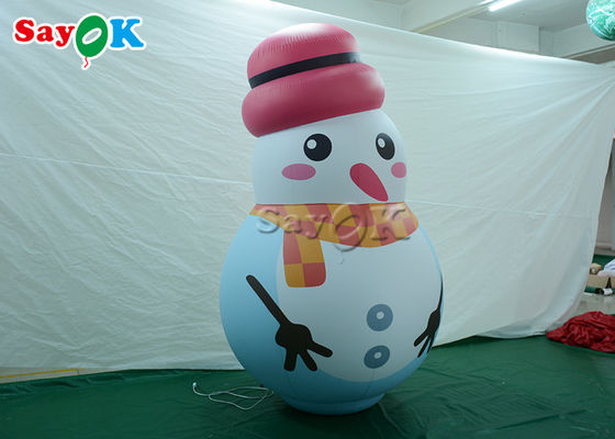 Weiße Innenverzierungs-aufblasbarer Schneemann-Modell-Balloon With Pink-Hut