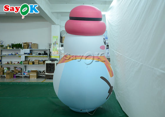 Weiße Innenverzierungs-aufblasbarer Schneemann-Modell-Balloon With Pink-Hut