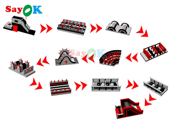 150x3.8m Planen-aufblasbarer Hindernislauf, der Spiel für Ereignisse läuft