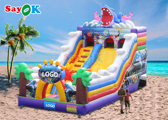 Aufblasbare Hai-Rutsche Kommerzielle Aufblasbare Aussteiger-Rutsche Zeichentrickfilm Aufblasbare Sprunghaus Kinder Sprungrutsche