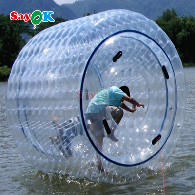 Sayok Aufblasbare schwimmende Walze Aqua Zorbing Ball Transparent PVC Zylinder Menschliche Wasserblasenkugel für das Wasserspiel