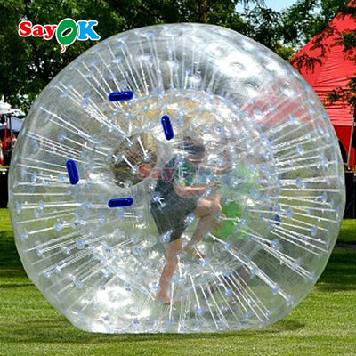 Sayok Aufblasbare schwimmende Walze Aqua Zorbing Ball Transparent PVC Zylinder Menschliche Wasserblasenkugel für das Wasserspiel