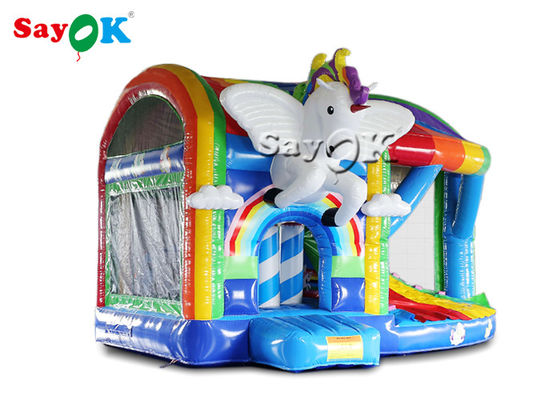 Spielplatz-PVC-Regenbogen im Freien aufblasbarer Unicorn Bouncy Castle