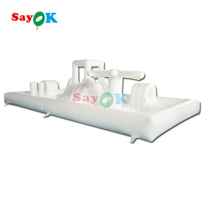 Maßgeschneiderte Soft-Play-Ausrüstung Weißes Splash Pad Aufblasbares Wasserpark Sprungburgslide