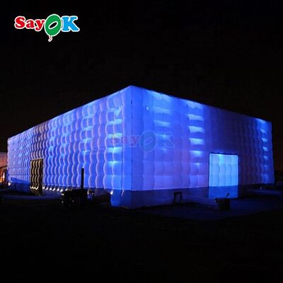 Sayok 20x10m Portable Wasserdicht Oxford Stoff LED Beleuchtete aufblasbare Würfelzelt für Party Event Club Vermietung
