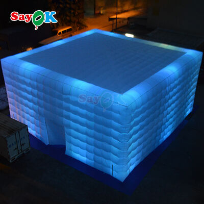 Sayok Free 3D Design Oxford Stoff 10x10m Großer Würfel Outdoor Event Party Aufblaszelt mit LED-Licht und Blaser