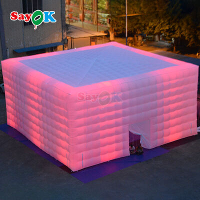 Sayok Free 3D Design Oxford Stoff 10x10m Großer Würfel Outdoor Event Party Aufblaszelt mit LED-Licht und Blaser