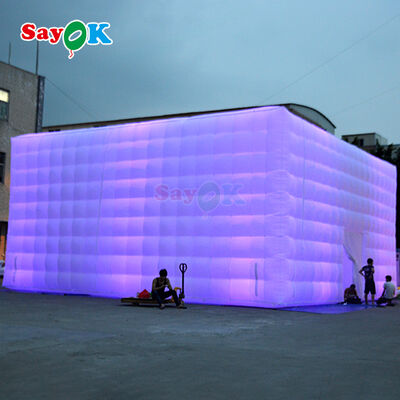 Sayok Free 3D Design Oxford Stoff 10x10m Großer Würfel Outdoor Event Party Aufblaszelt mit LED-Licht und Blaser