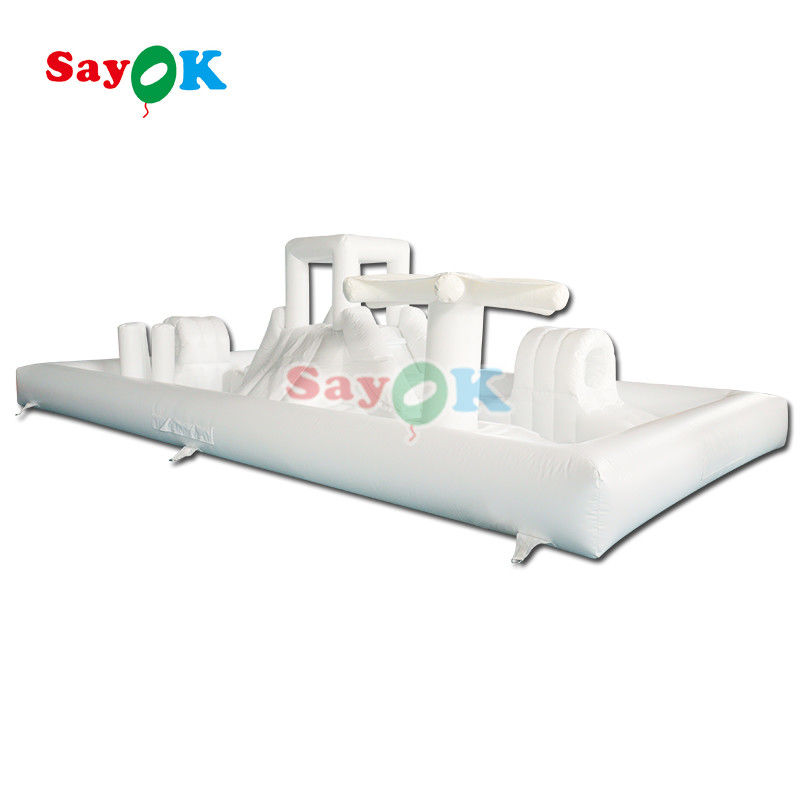 Maßgeschneiderte Soft-Play-Ausrüstung Weißes Splash Pad Aufblasbares Wasserpark Sprungburgslide