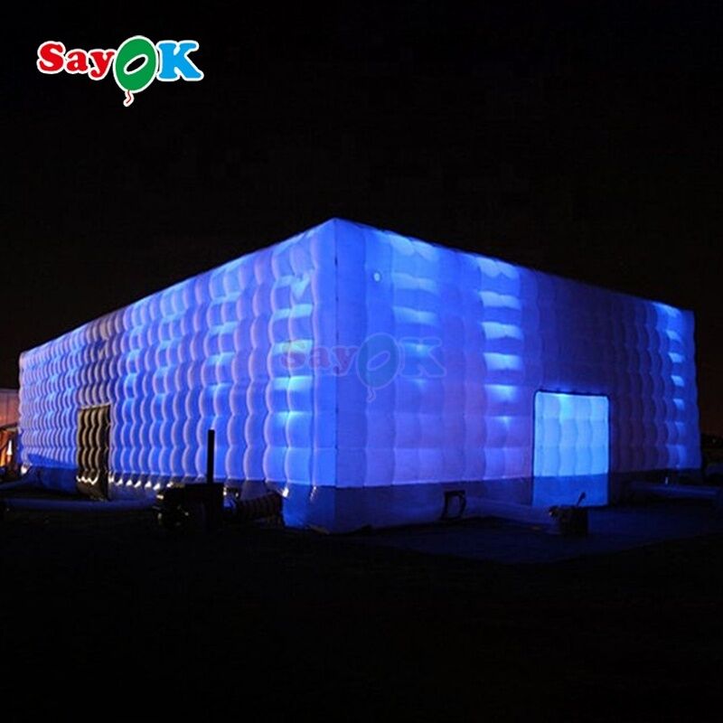 Sayok 20x10m Portable Wasserdicht Oxford Stoff LED Beleuchtete aufblasbare Würfelzelt für Party Event Club Vermietung
